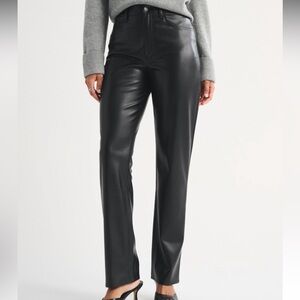 Abercrombie & Fitch Black Vegan Leather 90’s Straight ultra rise curve love pant